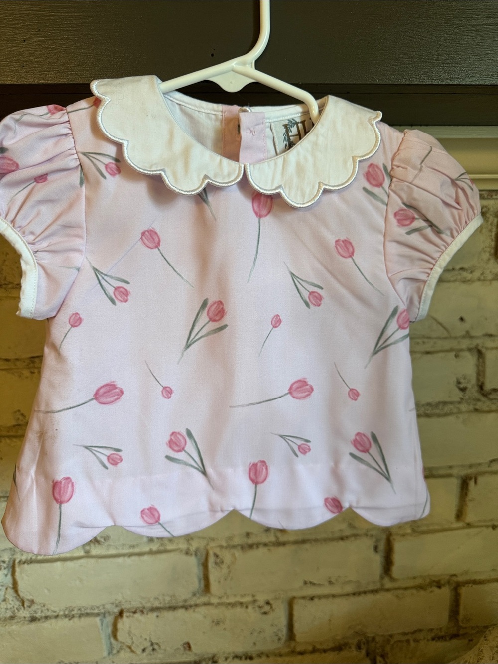 Hamner Hill Pink Floral Scallop Collar Baby Top